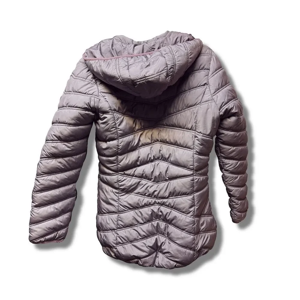 Roosevelt American College Women's Purple Puffer Jacket M Detachable Hood - Picture 5 of 8